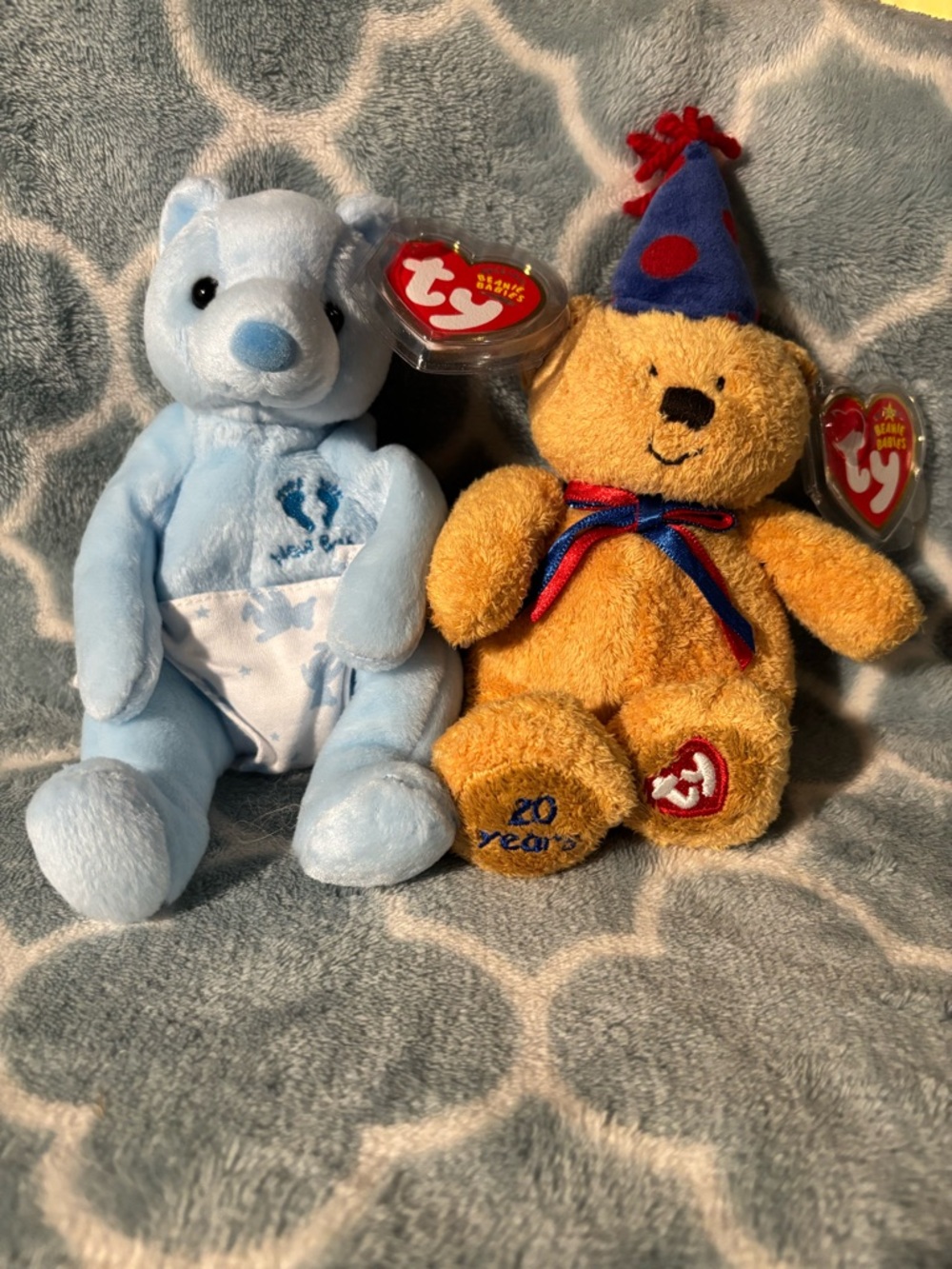 Ty Beanie Babies pair of collectible plush toys, It’s a boy, & Laughter